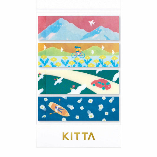 KITTA Clear Washi Tape Landscape – 4 Scenic Designs, PET Decorative Tape