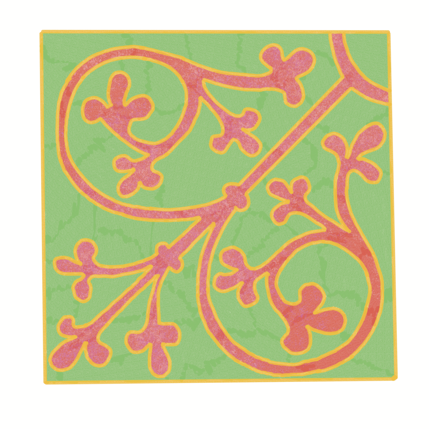 Matte Clear Sticker – Pink Floral Vine on Mint Background