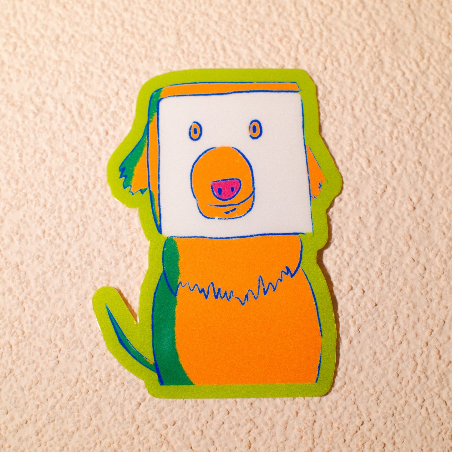 Dog in Paper Bag Clear Waterproof Sticker | 2" x 2" Vinyl Decal