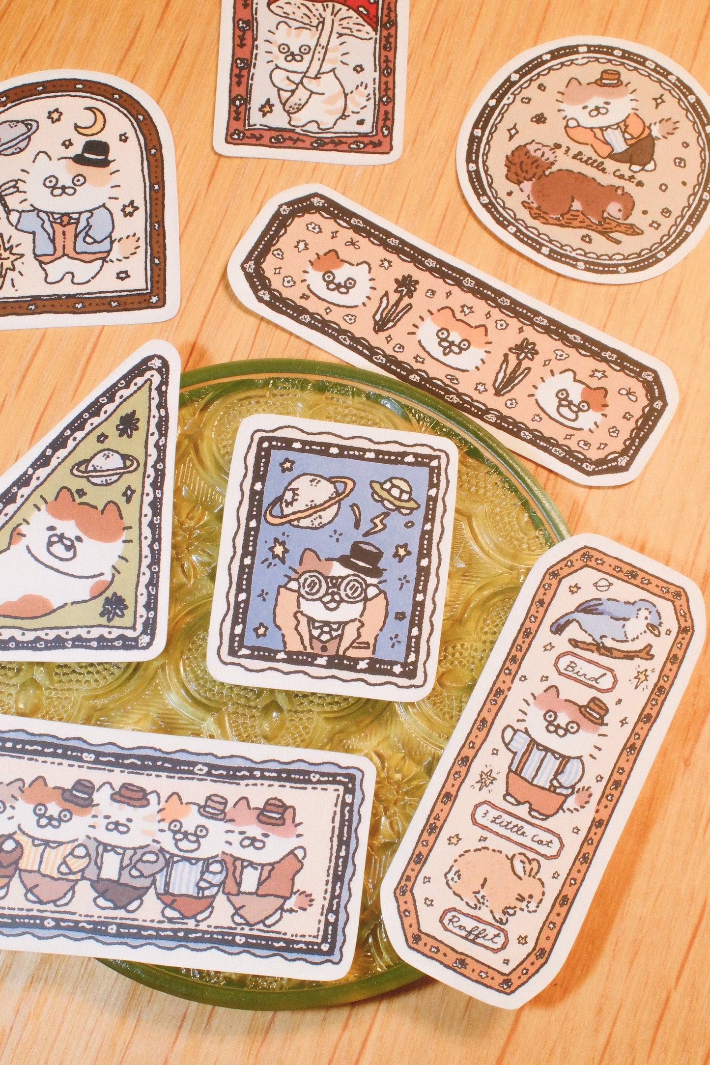 3 Little Cats Retro Stickers | Planner Sticker Pack