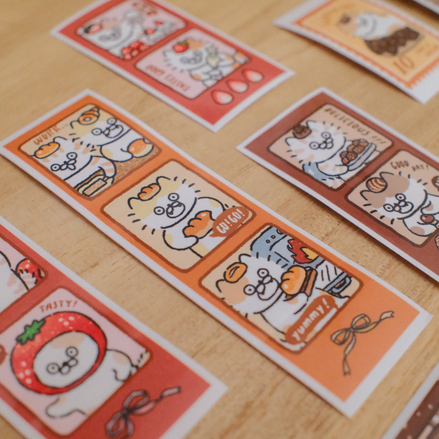 3 Little Cats Dessert House Sticker Pack | Glossy Square Polaroid Stickers (33 pcs)