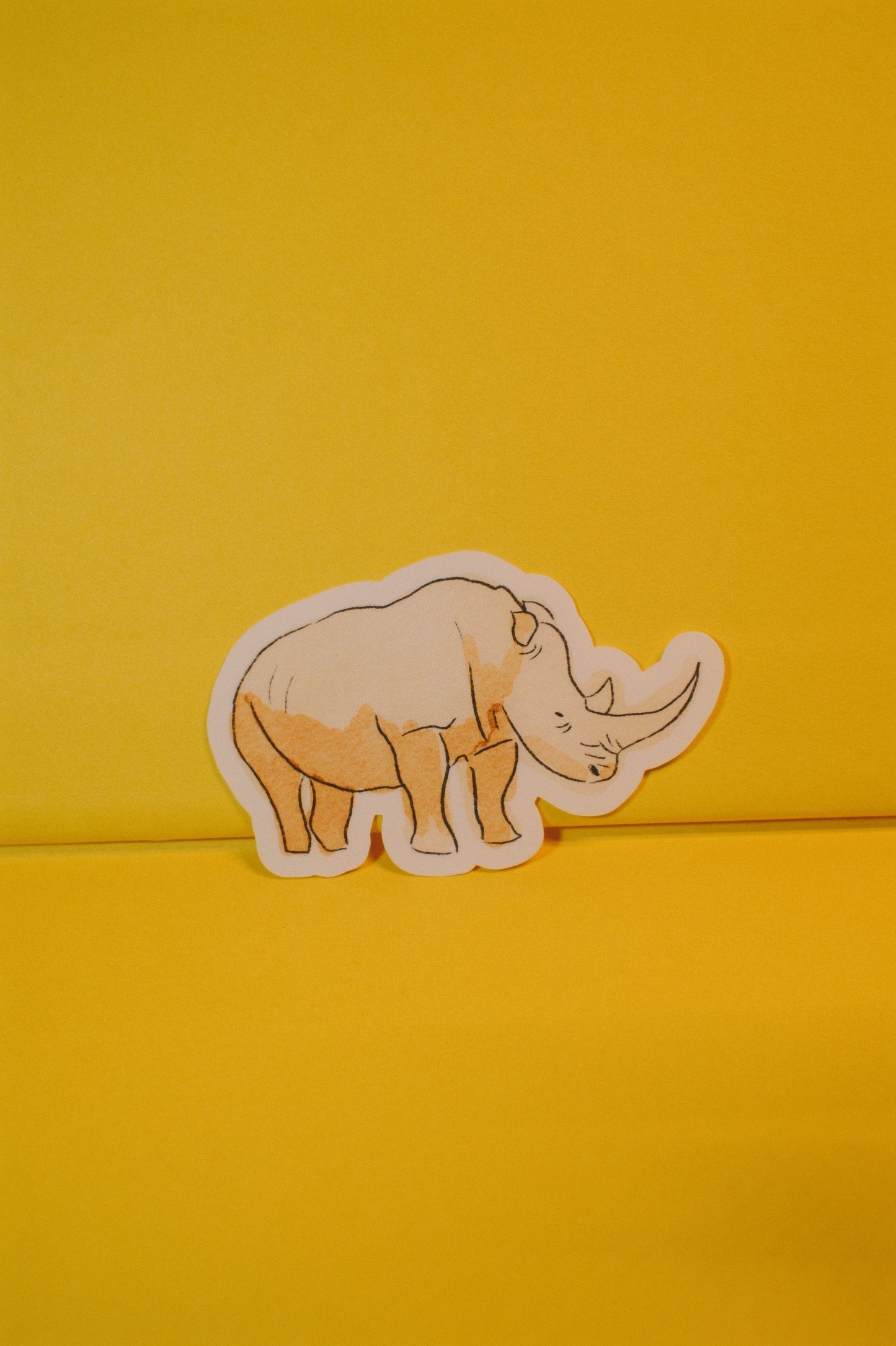 Clear Waterproof Rhino Sticker – 3x1.5" Vinyl Wildlife Decal