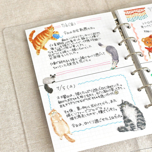 MIND WAVE Cat Throbbing Stickers – Watercolor Style Kawaii Cats