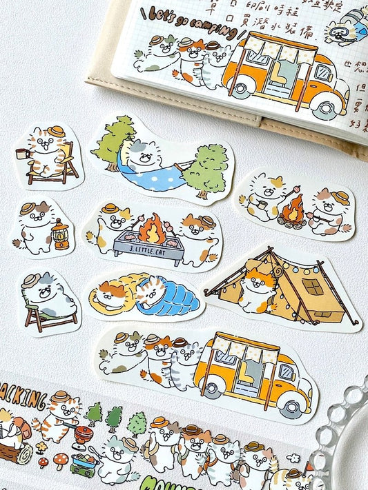 3 Little Cats Outdoor Sticker Pack | Hiking & Camping Cats Matte Stickers (2 Designs)