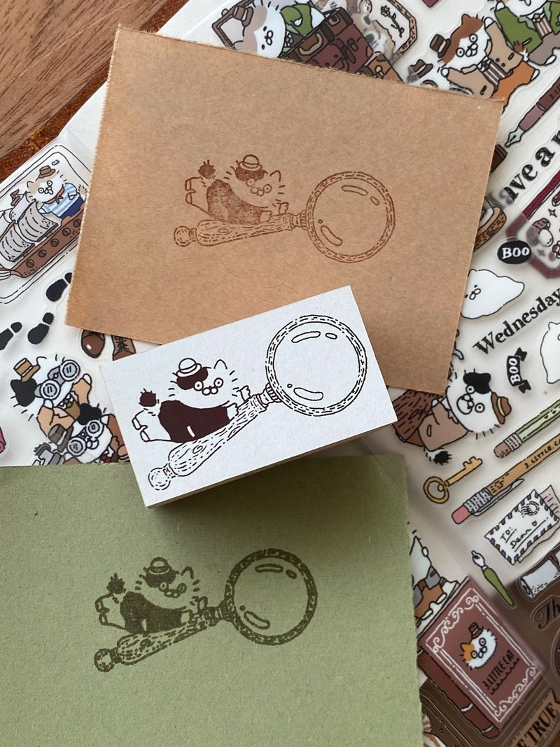 3 Little Cats ✦ Vintage Detective Society Wooden Stamp