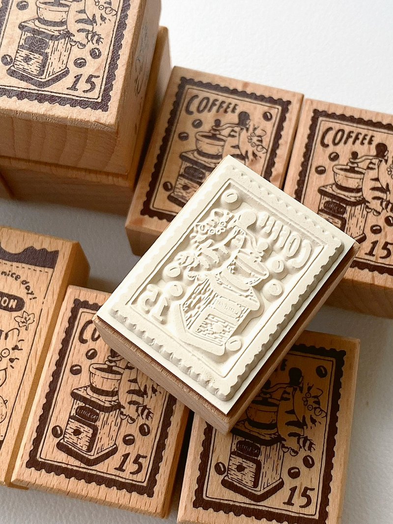 Meow Cat Coffee Stamp – Beech Wood Rubber Roll Stamp