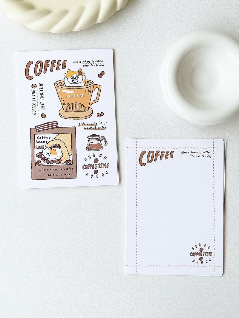Coffee Journal Postcard with Cute Cat – Double-Sided 4.1x5.8in (10.5x14.8cm)