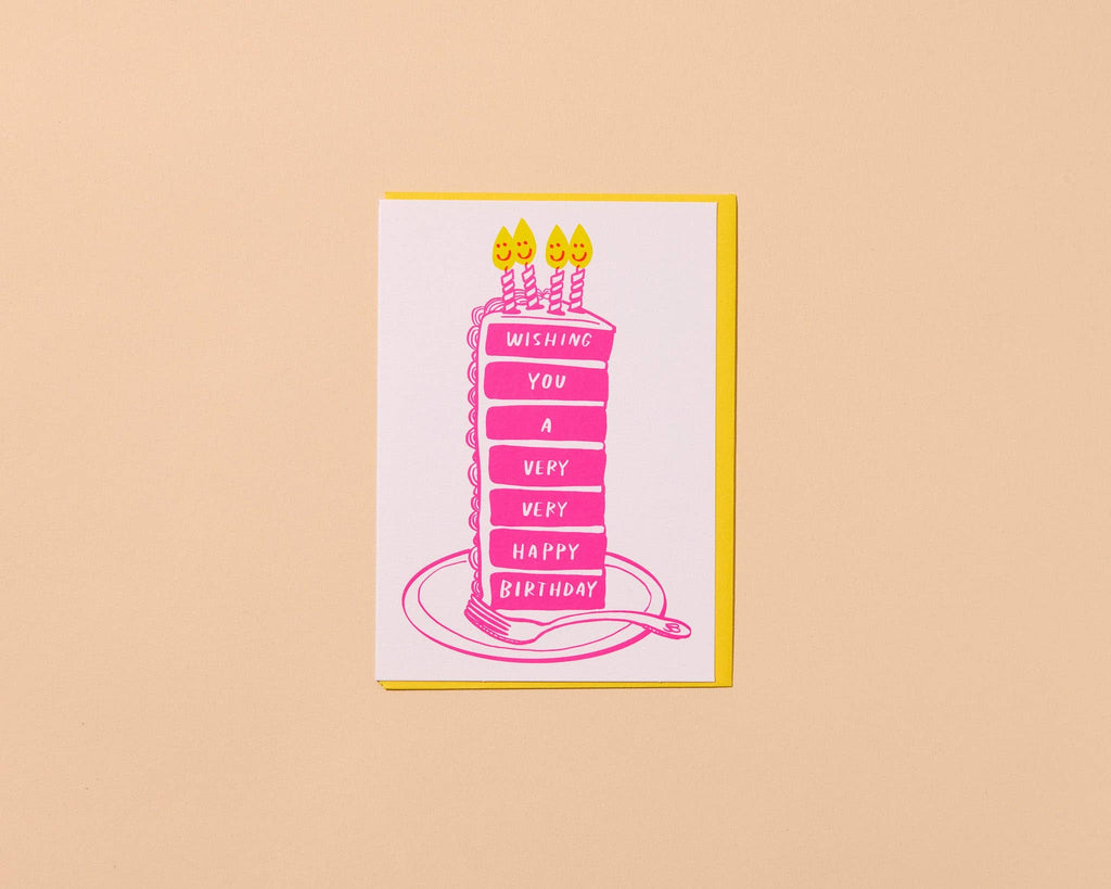 Very Happy Cake Letterpress Birthday Card – Hand Printed in USA