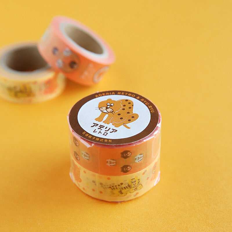 Adelia Retro Tiger & Leopard Washi Tape – 15mm × 7M (Set of 2)