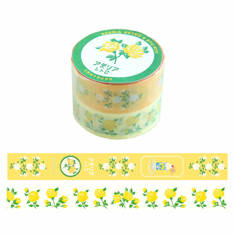 Adelia Retro Yellow Rose Washi Tape – 15mm × 7M (Set of 2)
