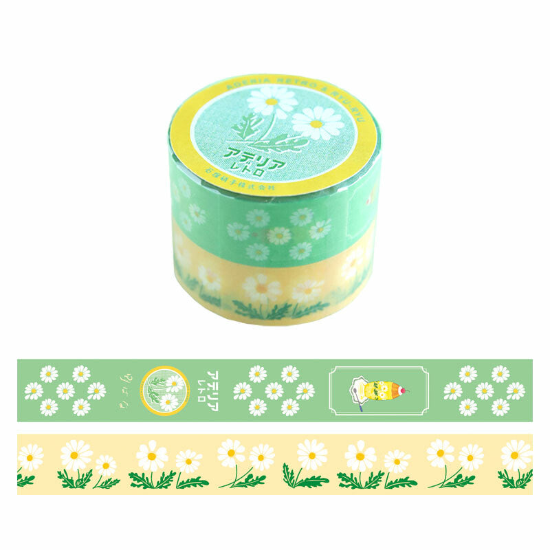 Adelia Retro Wildflower Washi Tape – Daisy 15mm × 7M (Set of 2)