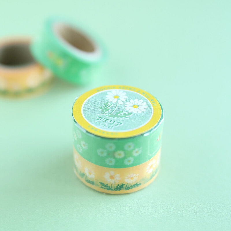 Adelia Retro Wildflower Washi Tape – Daisy 15mm × 7M (Set of 2)