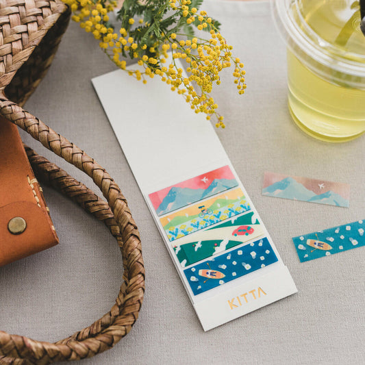 KITTA Clear Washi Tape Landscape – 4 Scenic Designs, PET Decorative Tape