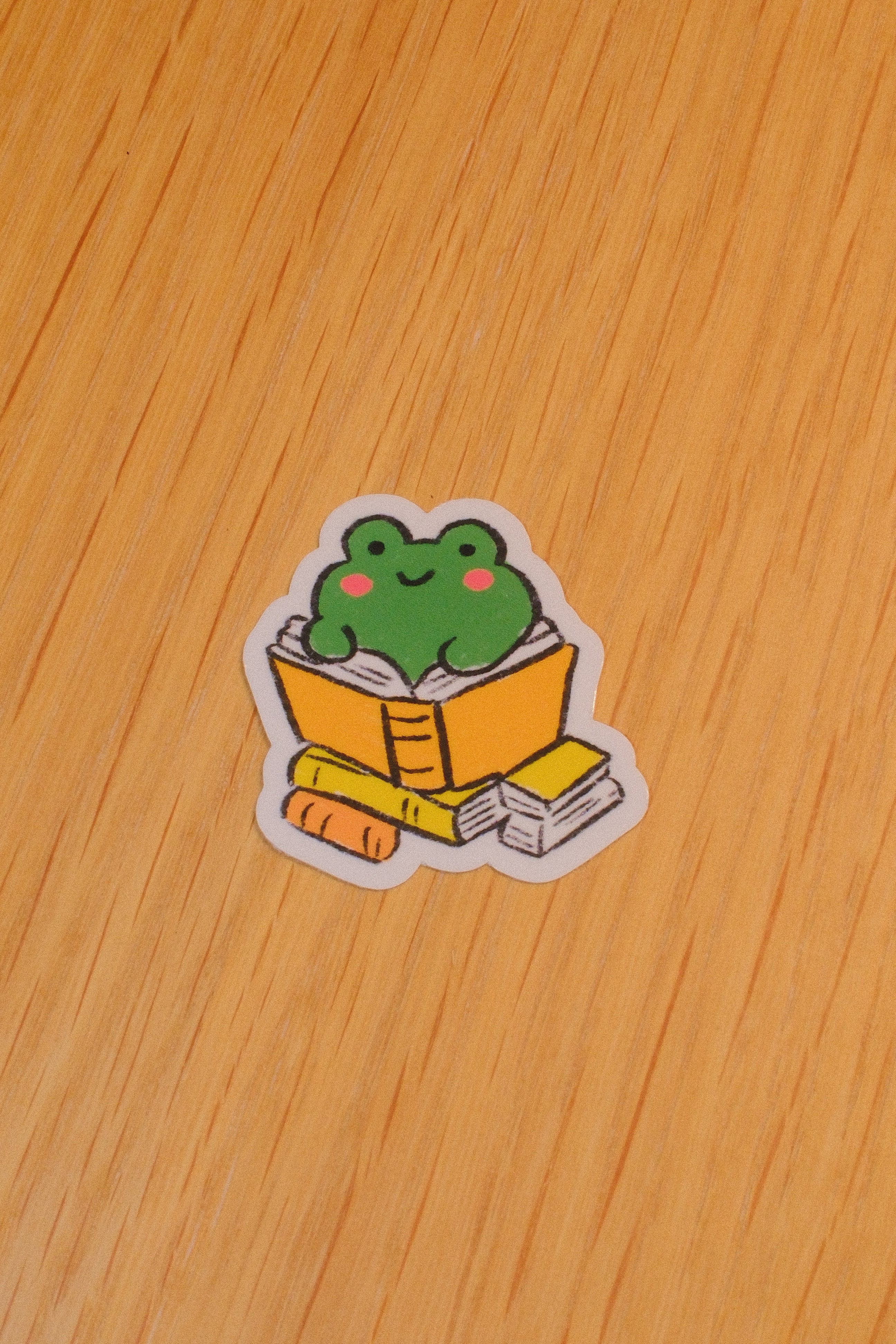 Waterproof Clear Frog Reading Books Sticker – 1.5x2 in