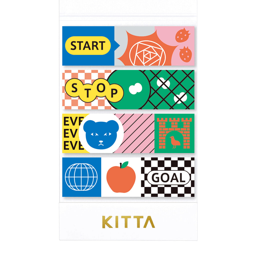 KITTA Washi Tape Board Game Design – 4 Patterns, Pre-Cut Decorative Paper