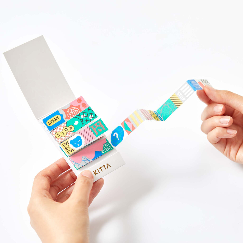 KITTA Washi Tape Board Game Design – 4 Patterns, Pre-Cut Decorative Paper