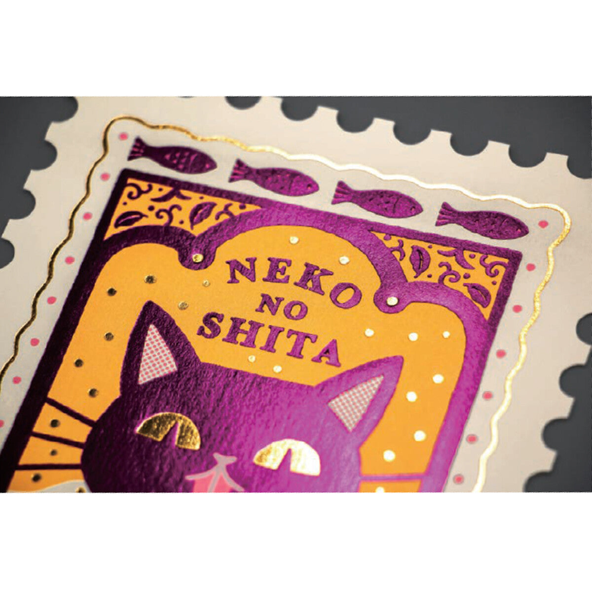 ROKKAKU × ob1toy Stamp-Shaped Foil Postcards – Japanese (4 Designs)