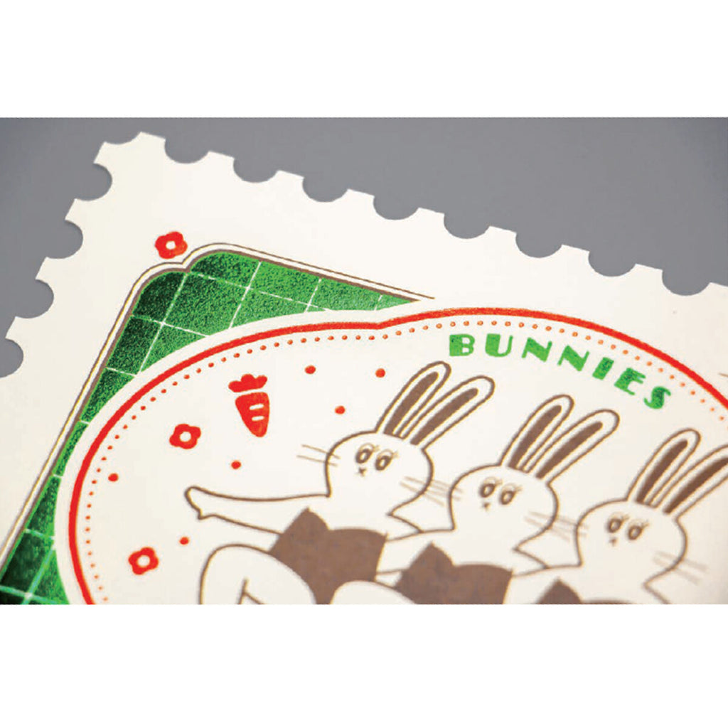 ROKKAKU × ob1toy Stamp-Shaped Foil Postcards – Japanese (4 Designs)