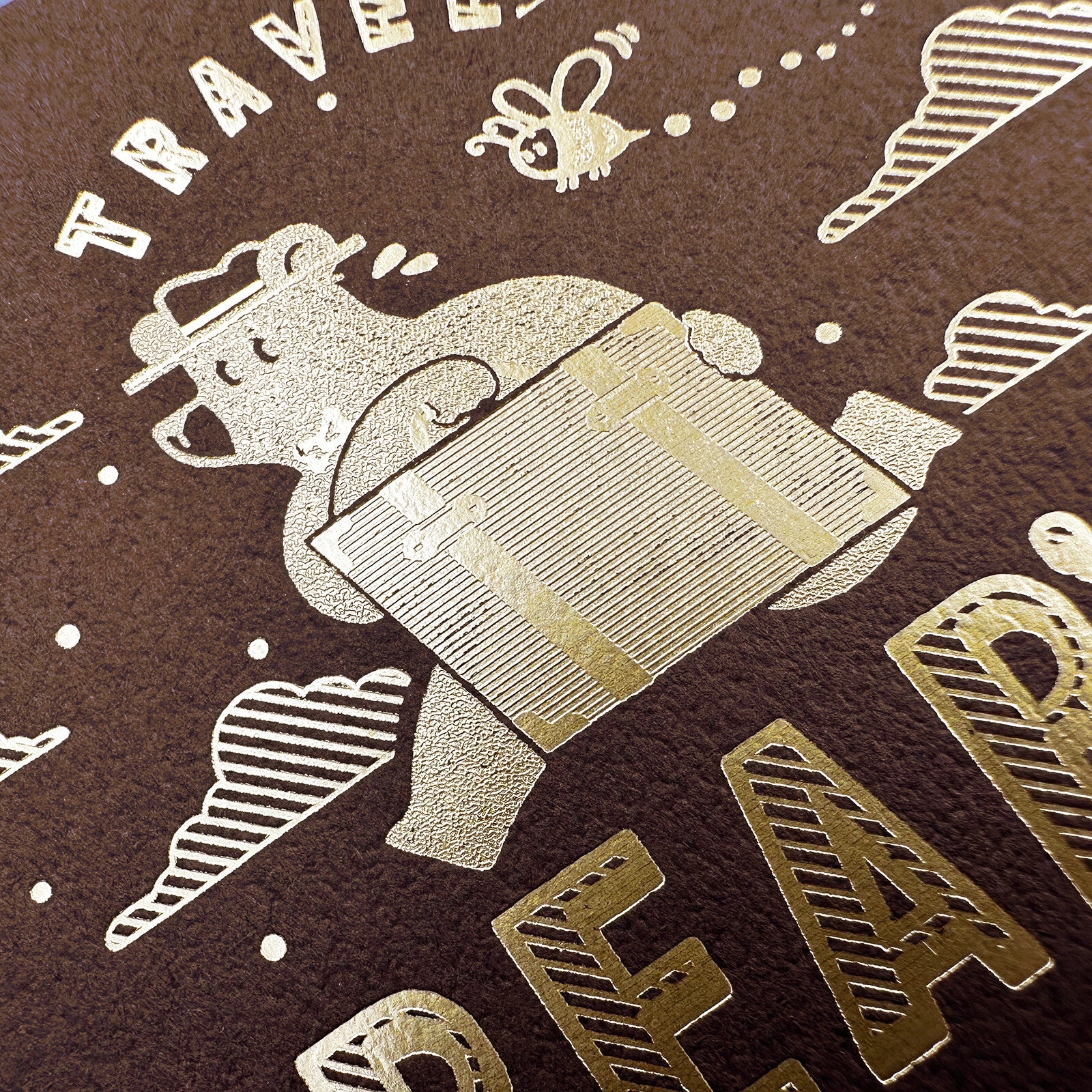 Obiwan Mini Letter Set – Gold Foil Bear Stationery (Earth Tours)
