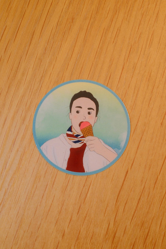 Waterproof Clear Ice Cream Girl Sticker – 2.5” & 1.5”
