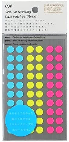 STALOGY Circular Masking Tape Patches 8mm | Shuffle Neon