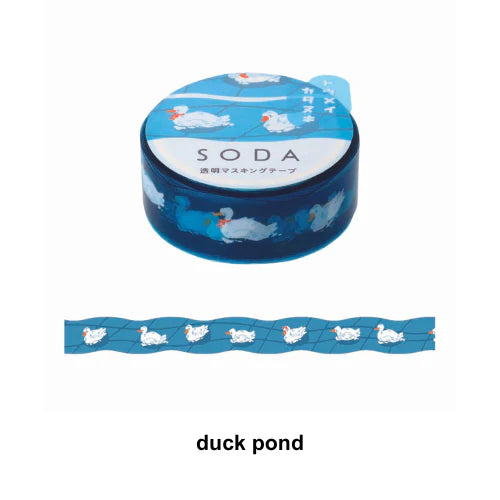 SODA Transparent Masking Tape 15mm – Japanese PET Decorative Tape (5 Designs)