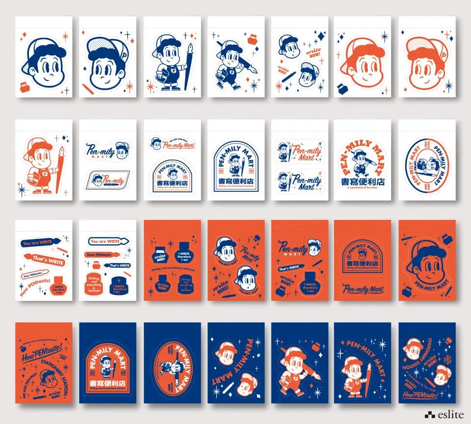 Eslite Penmily Mart A7 Sticker Book | Retro Cartoon Design