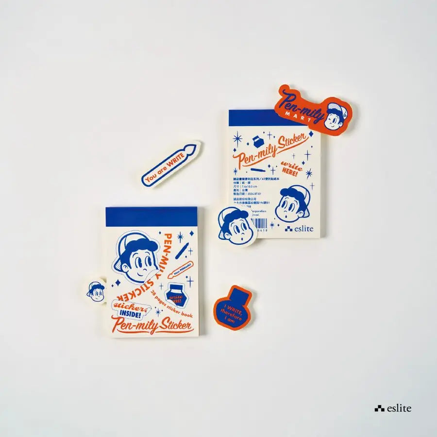 Eslite Penmily Mart A7 Sticker Book | Retro Cartoon Design