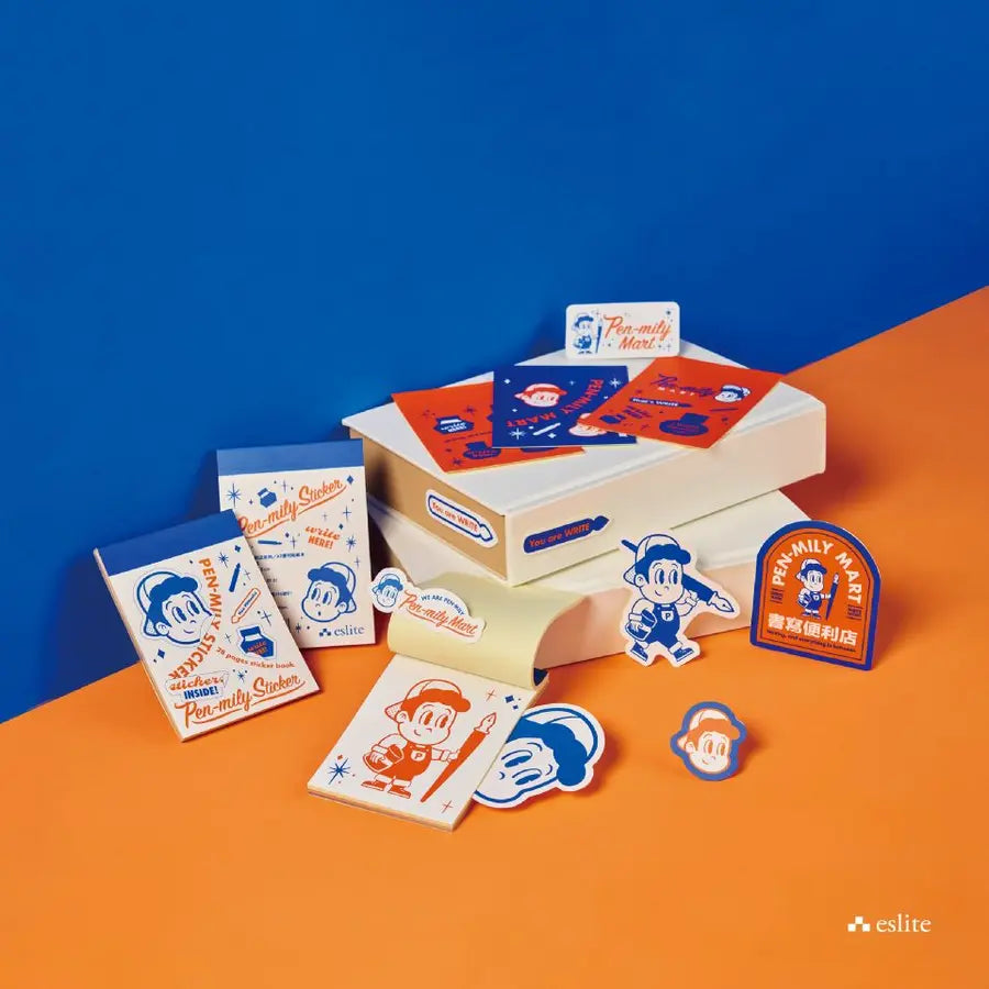 Eslite Penmily Mart A7 Sticker Book | Retro Cartoon Design