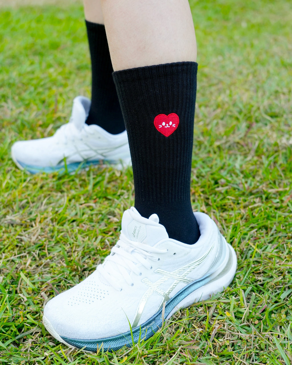 Doudle Studio “Cheeky Soul” Embroidered High Socks – Black Cotton
