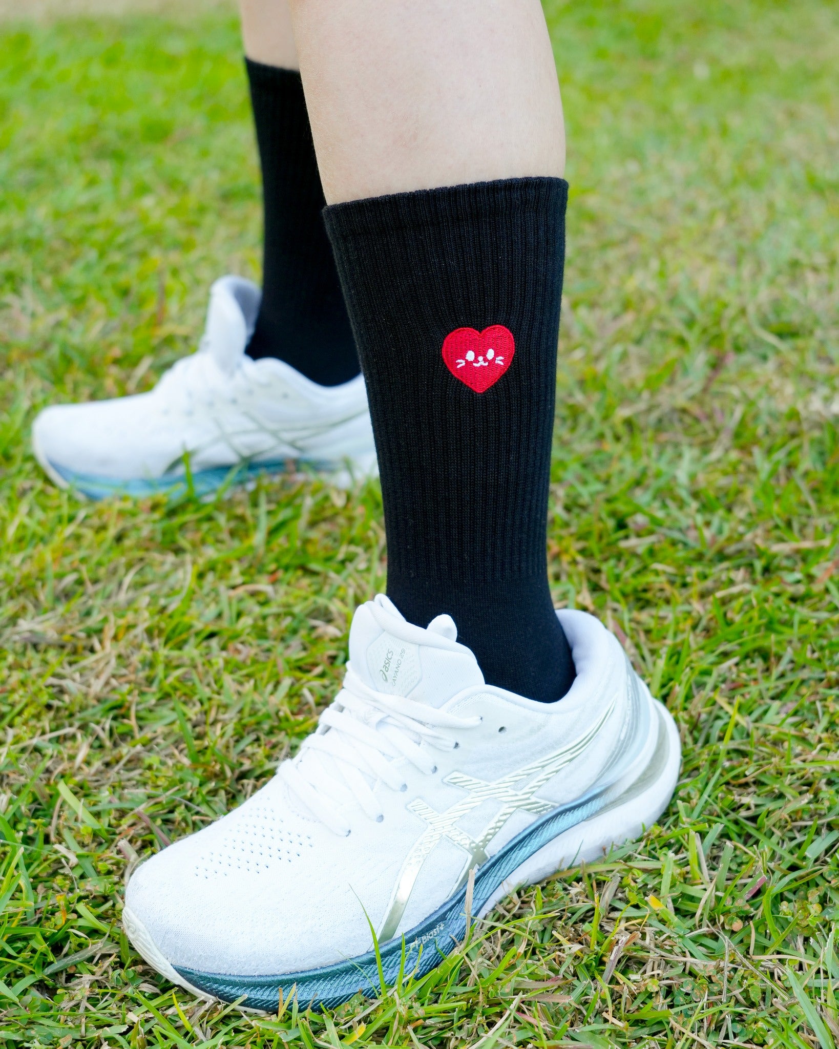 Doudle Studio “Cheeky Soul” Embroidered High Socks – Black Cotton