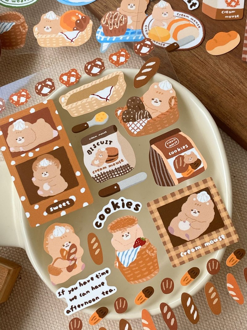 Cream Mouse Picnic Washi Tape – 7cm Wide Die-Cut Decorative Paper Tape