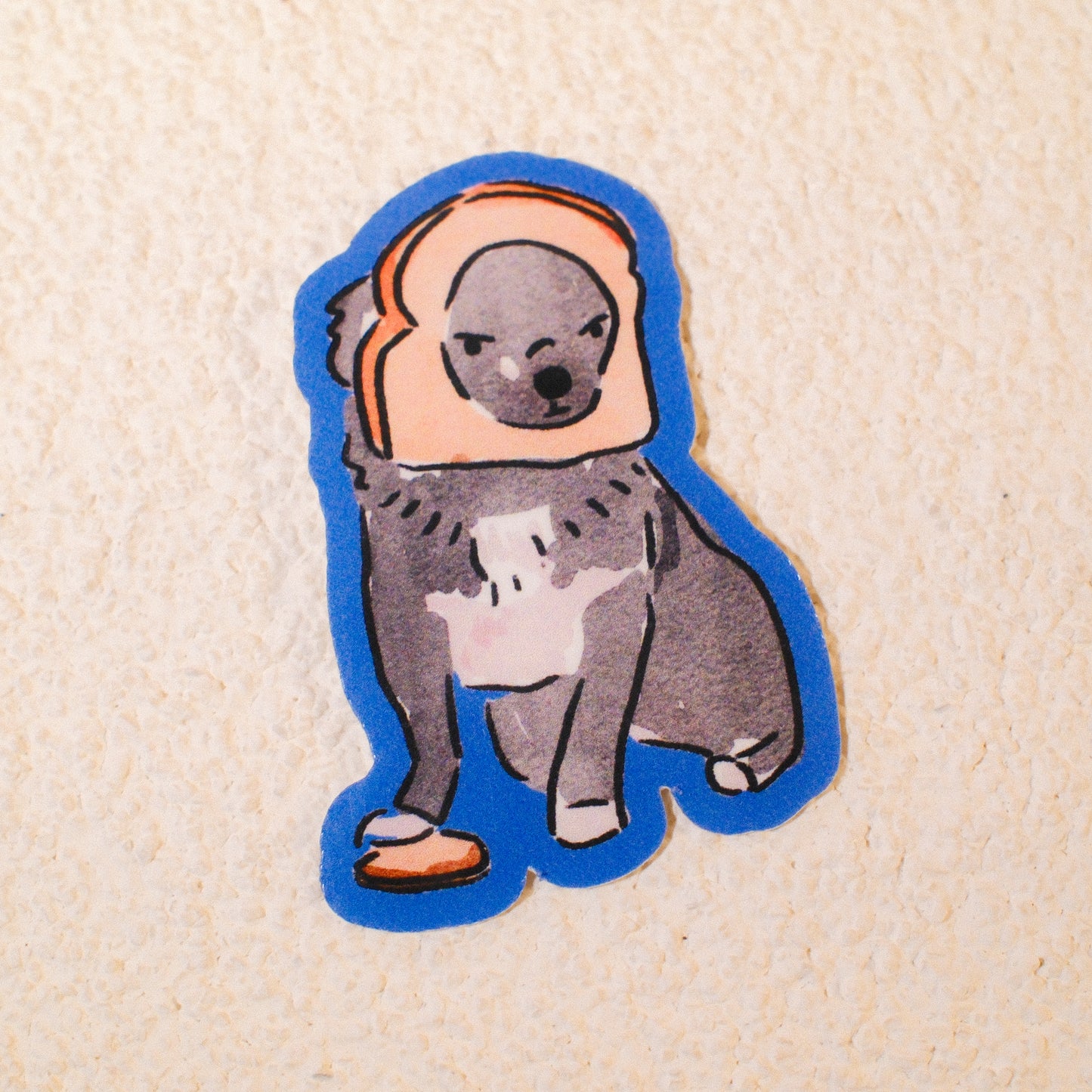 Dog in Bread Circle Sticker – Waterproof Clear Vinyl 1.5"x2.25"