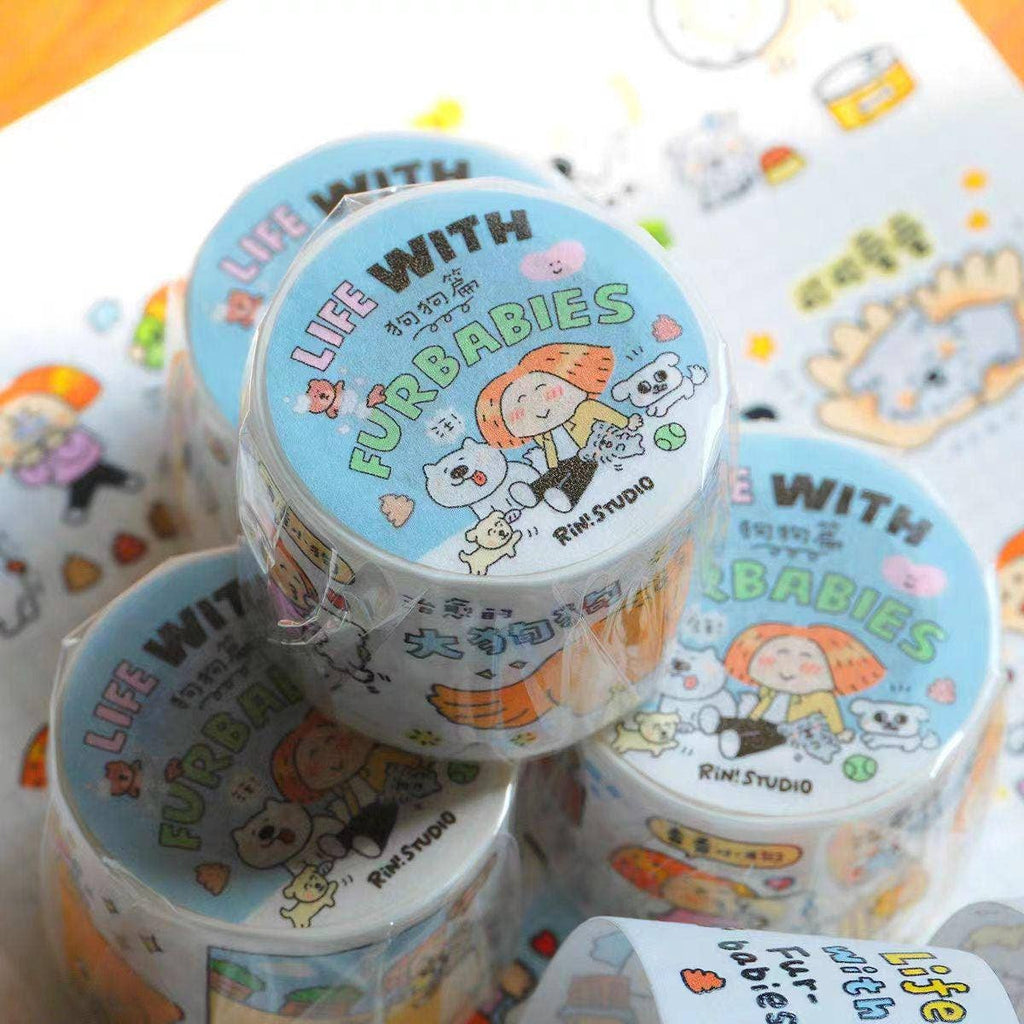 Dog Washi Tape | Life with Fur Babies, Kawaii Journal Tape