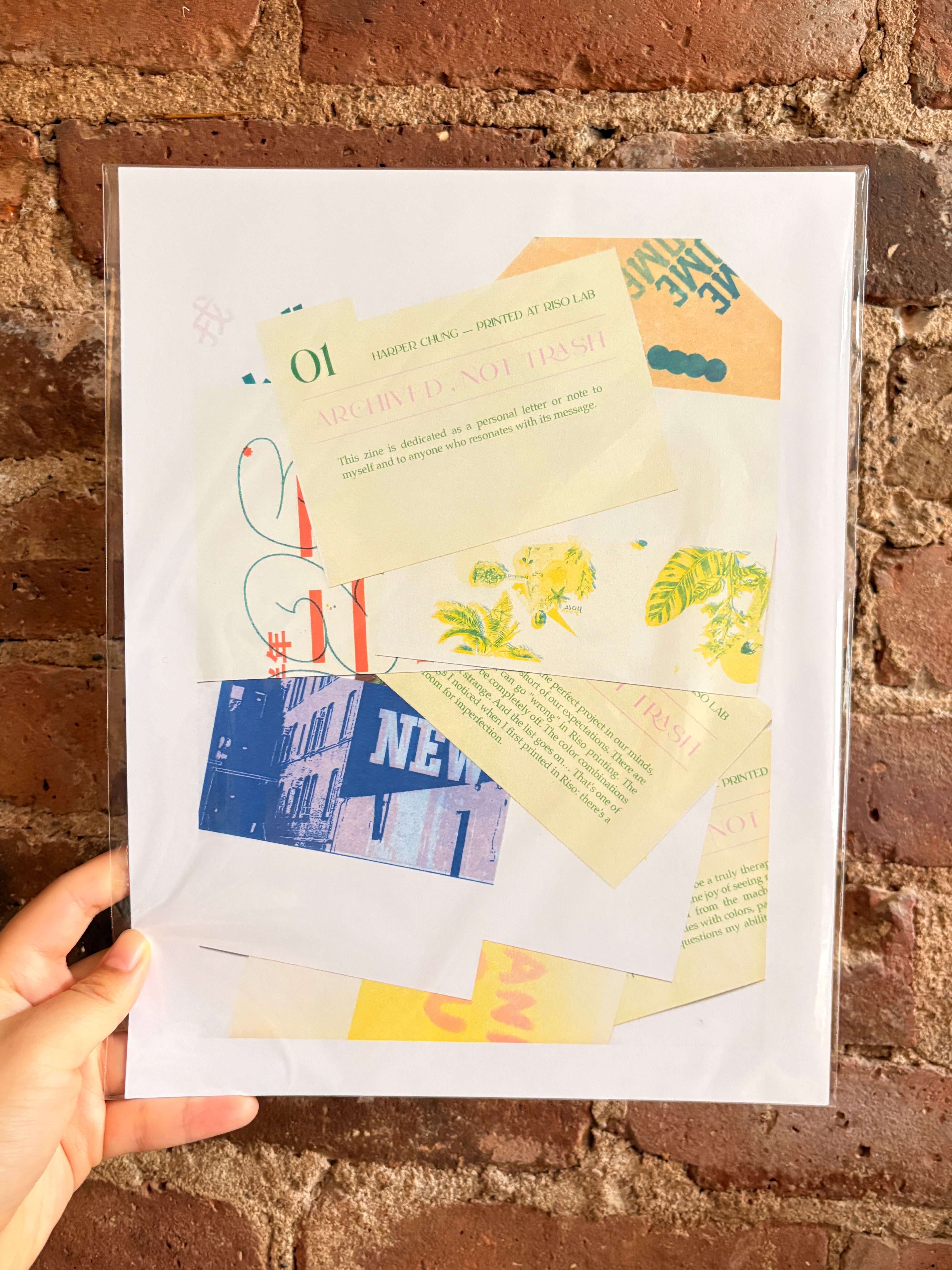Archived, Not Trash Riso Collage Art Print | 8.5×11 Letter Size Wall Art