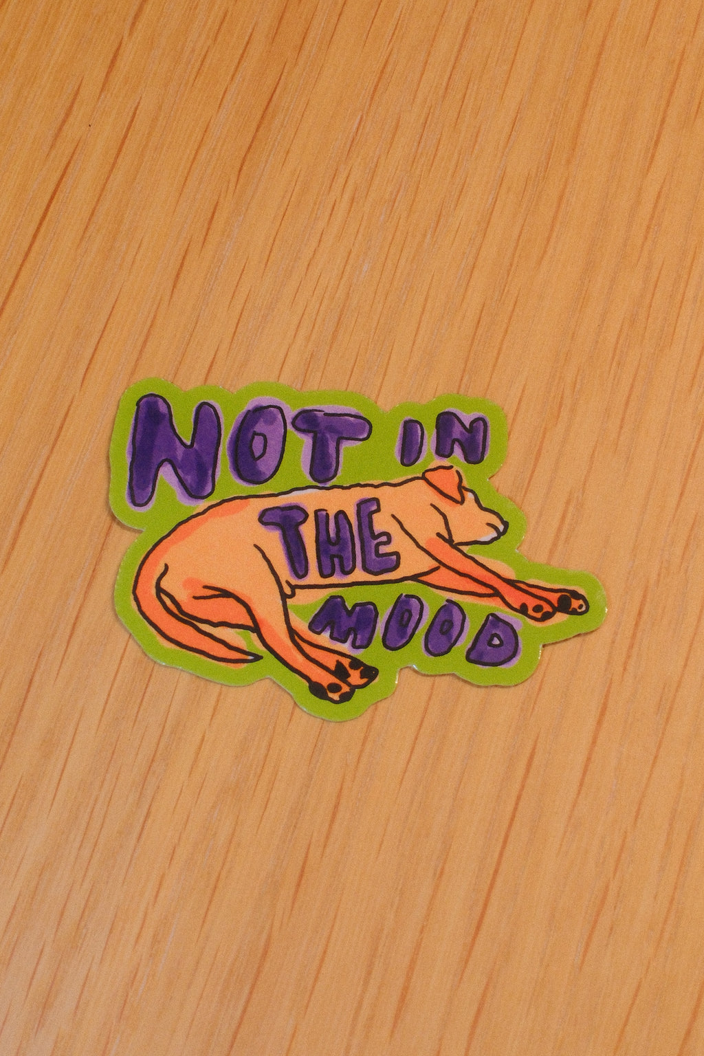 Not in the Mood Dog Sticker – Cute Lazy Dog Paper Sticker