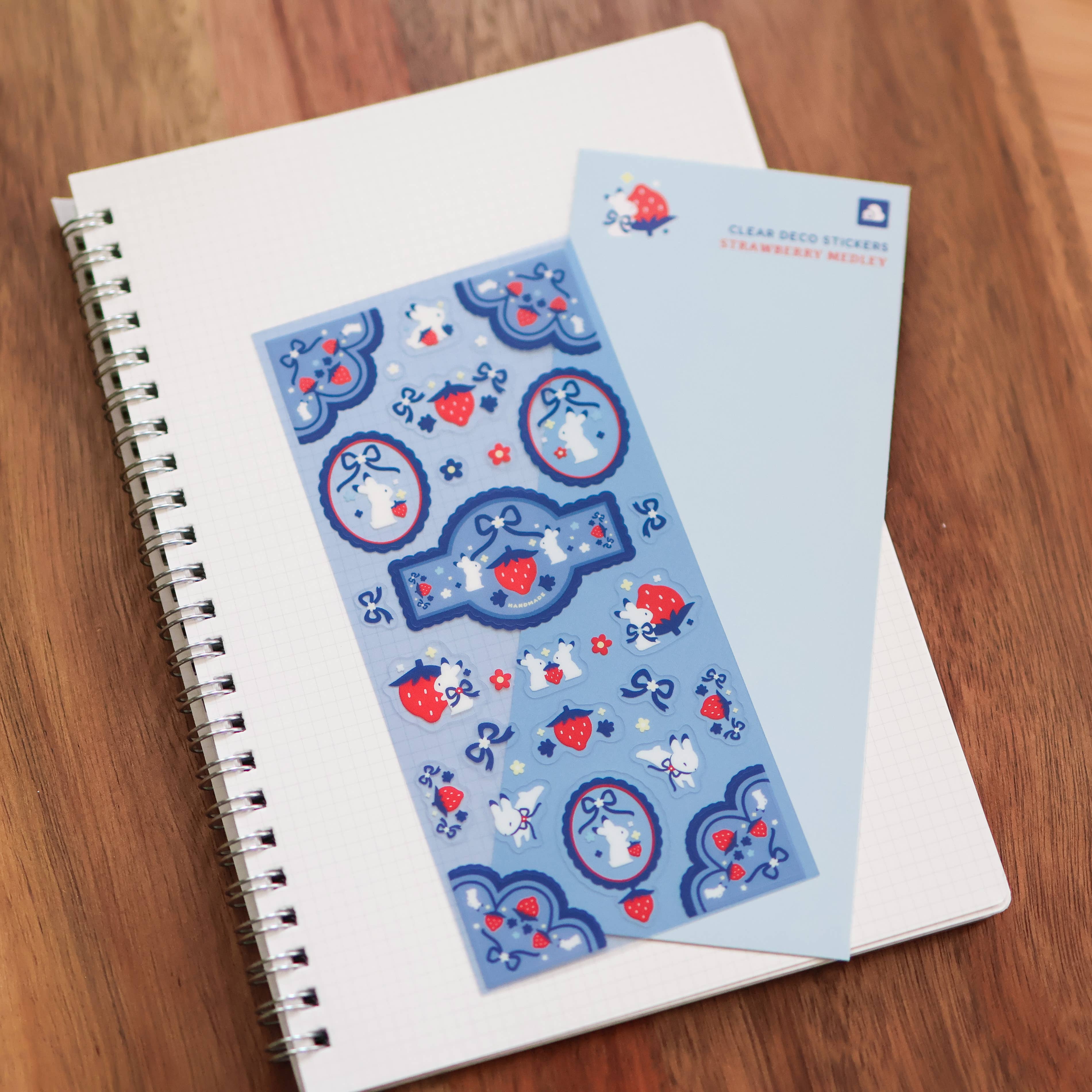 Clear Strawberry Medley Sticker Sheet – 6x3 in Decorative Stickers