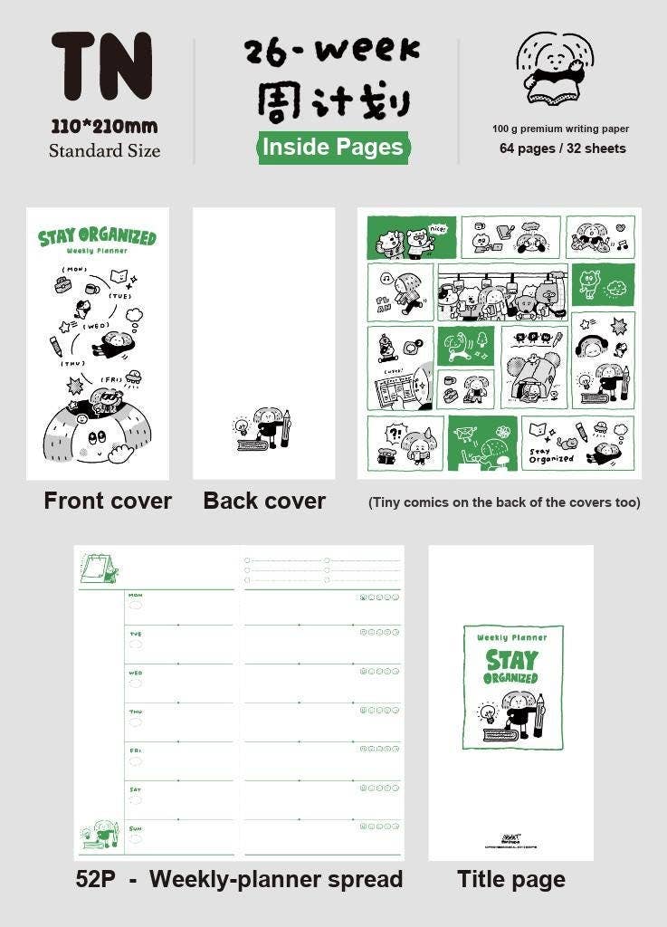 Traveler's Notebook Refill Daily, Weekly, Monthly Planner | Functional TN Insert | RiN! Studio