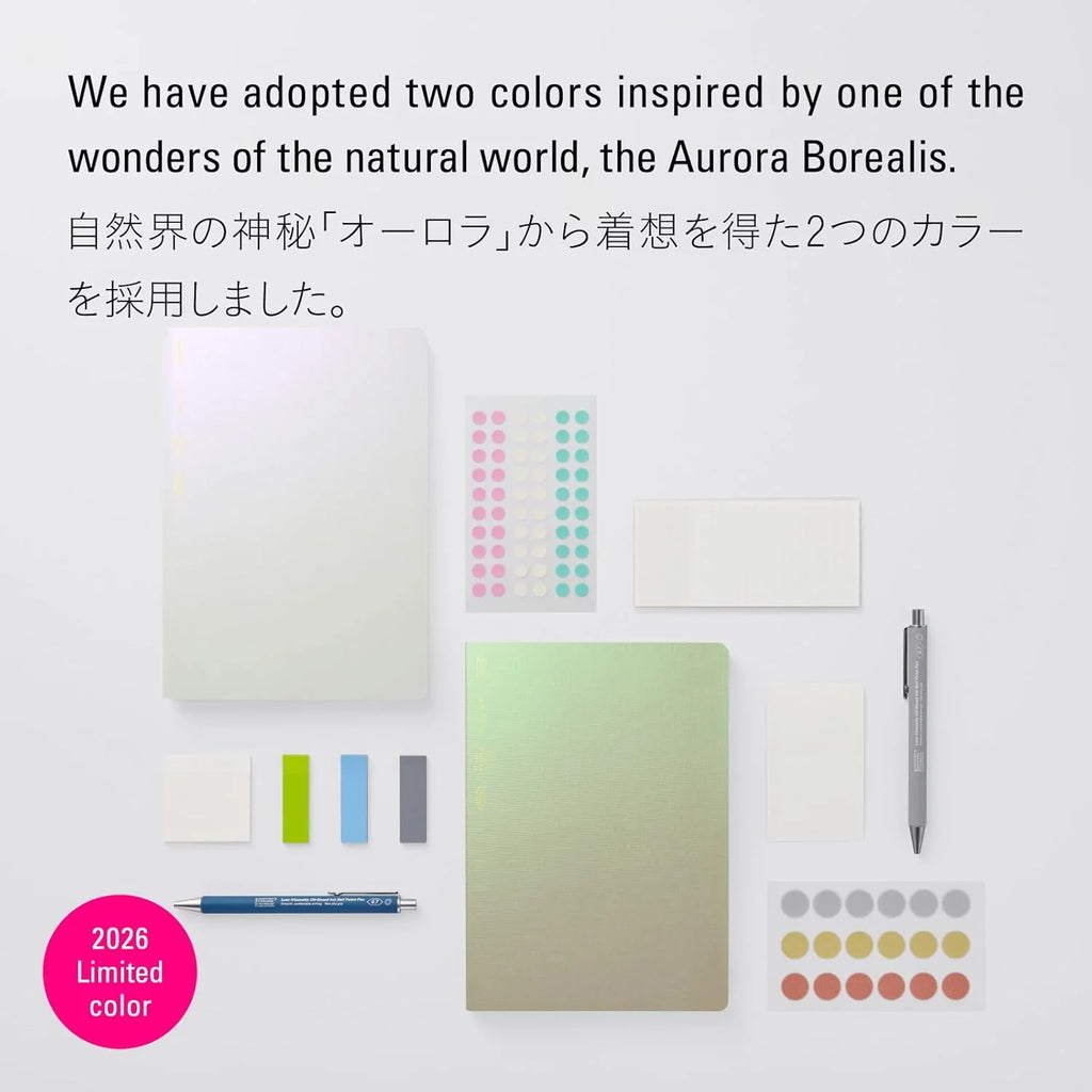 STALOGY 365 Days Notebook A5 Grid | Aurora Green, Polarized Pearl Cover