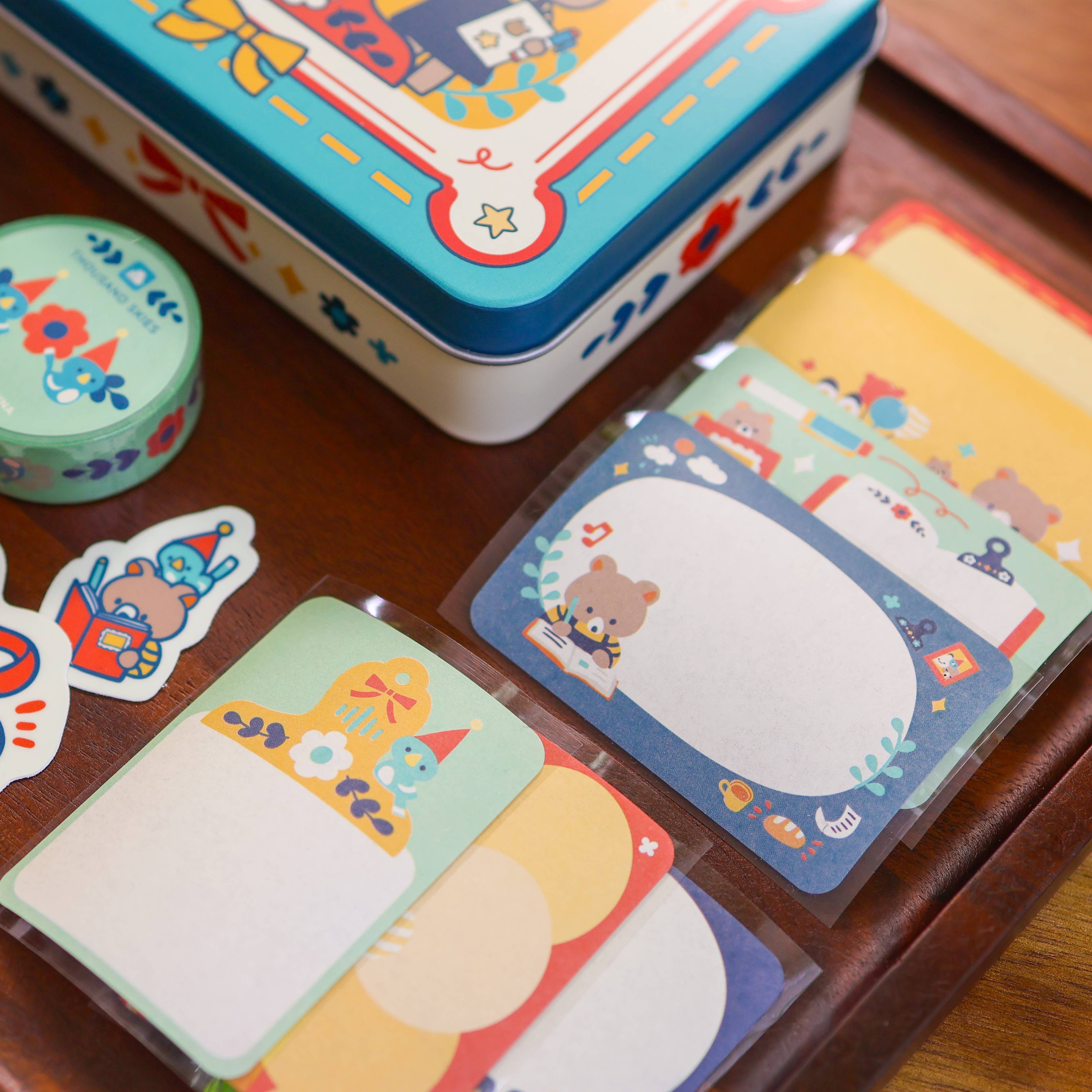 Stationery Tin Set with Stickers, Washi Tape & Stamps