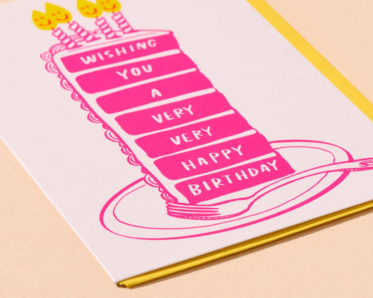 Very Happy Cake Letterpress Birthday Card – Hand Printed in USA