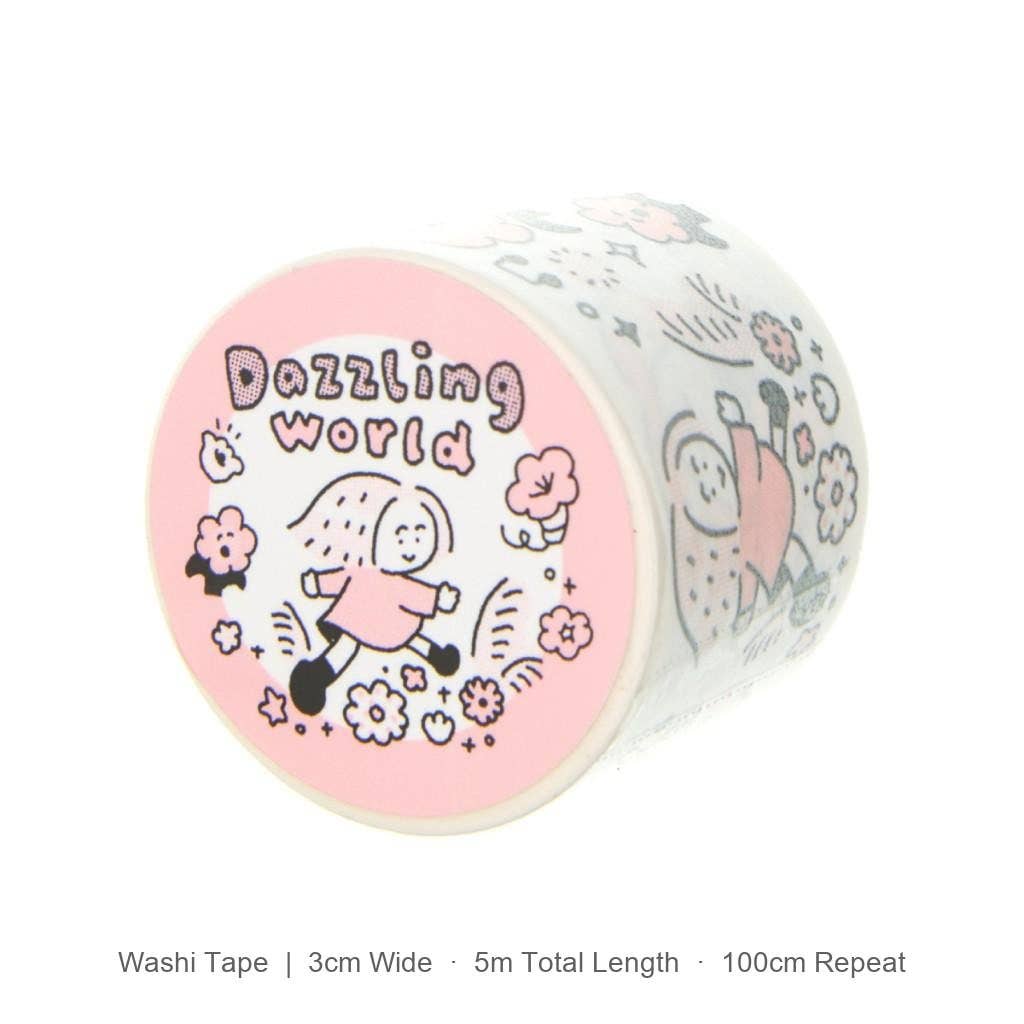 Flower Washi Tape - Dazzling World | Monochrome Pink Theme | Journal Tape | RiN! Studio