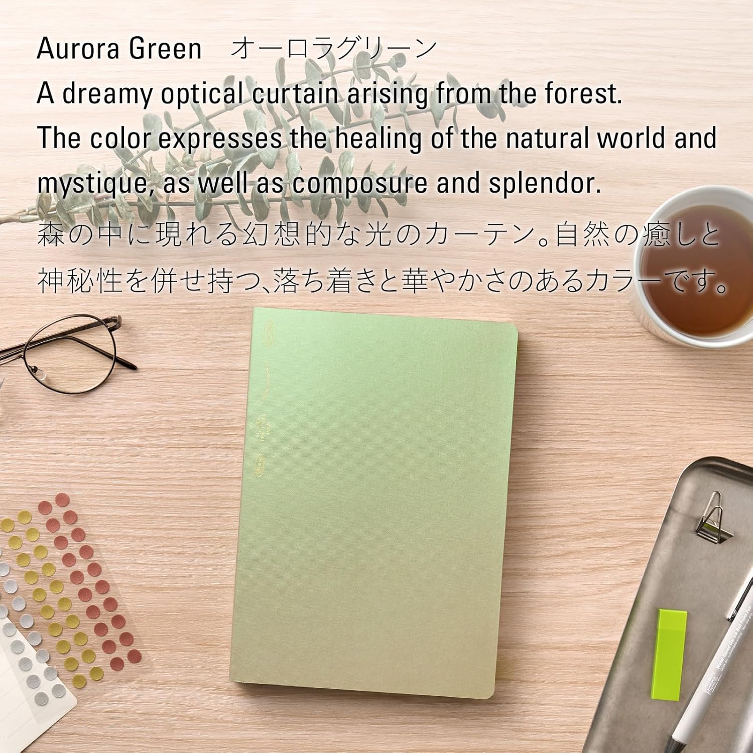 STALOGY 365 Days Notebook A5 Grid | Aurora Green, Polarized Pearl Cover