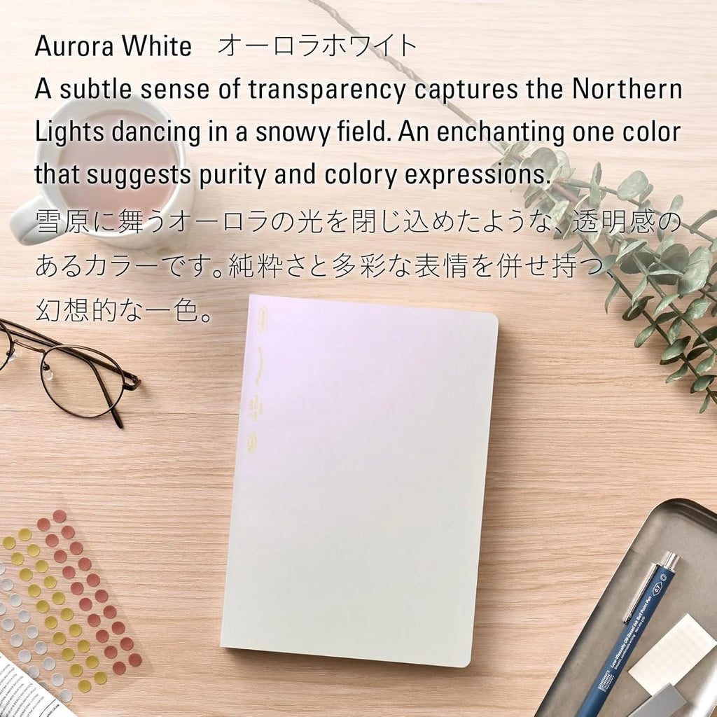 STALOGY 365 Days Notebook A5 Grid | Aurora White, Polarized Pearl Cover