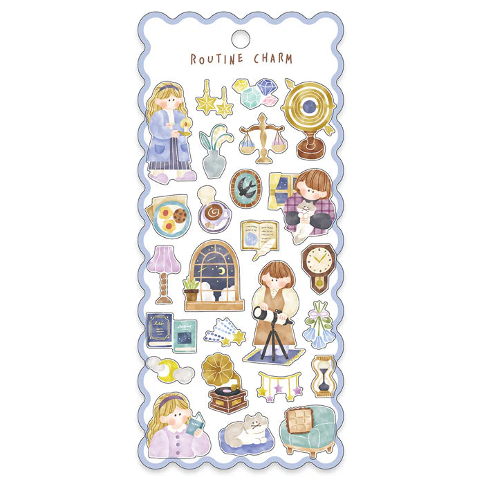 Routine Charm Stickers – Mind Wave Transparent Matte PET Series (4 Variants)