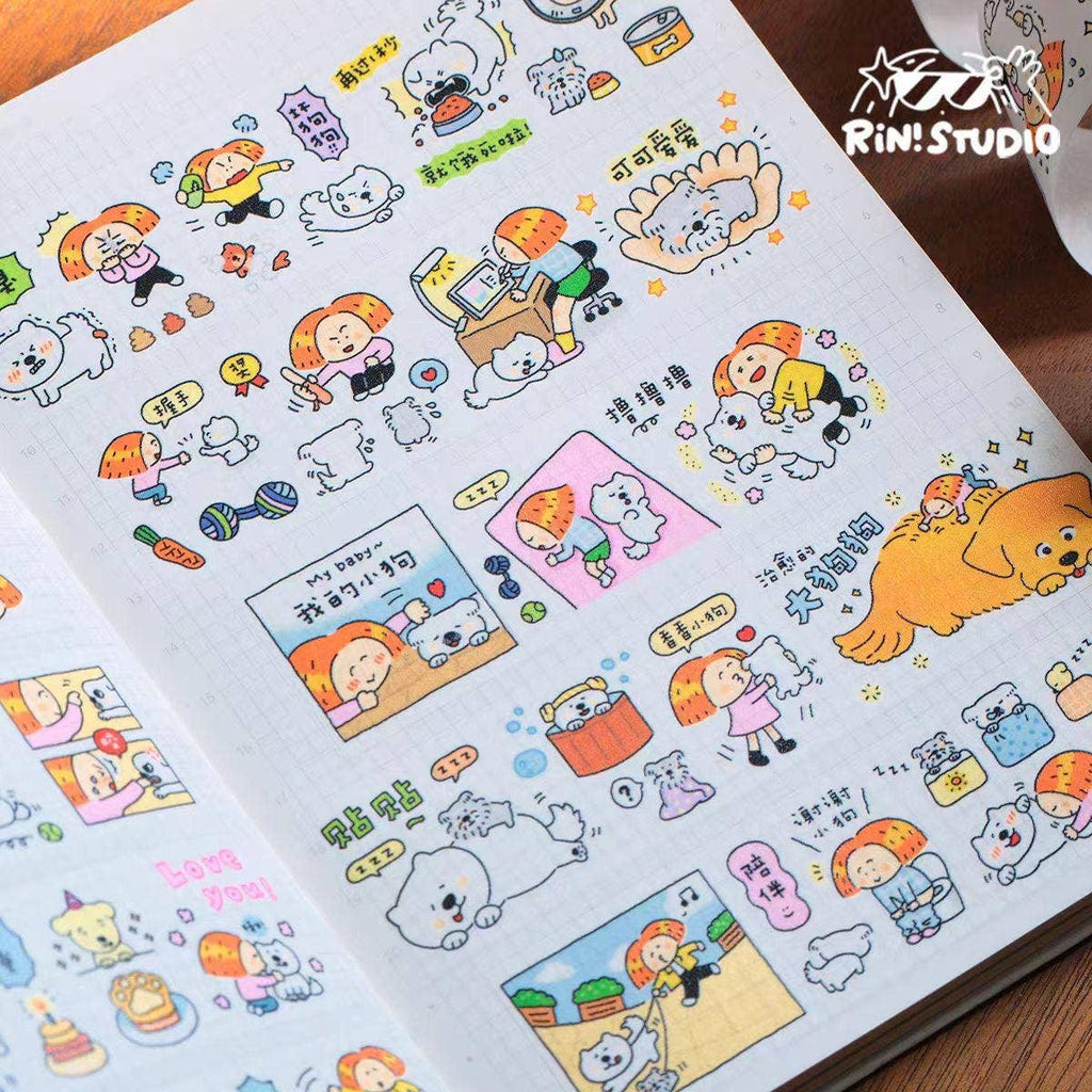Dog Washi Tape | Life with Fur Babies, Kawaii Journal Tape