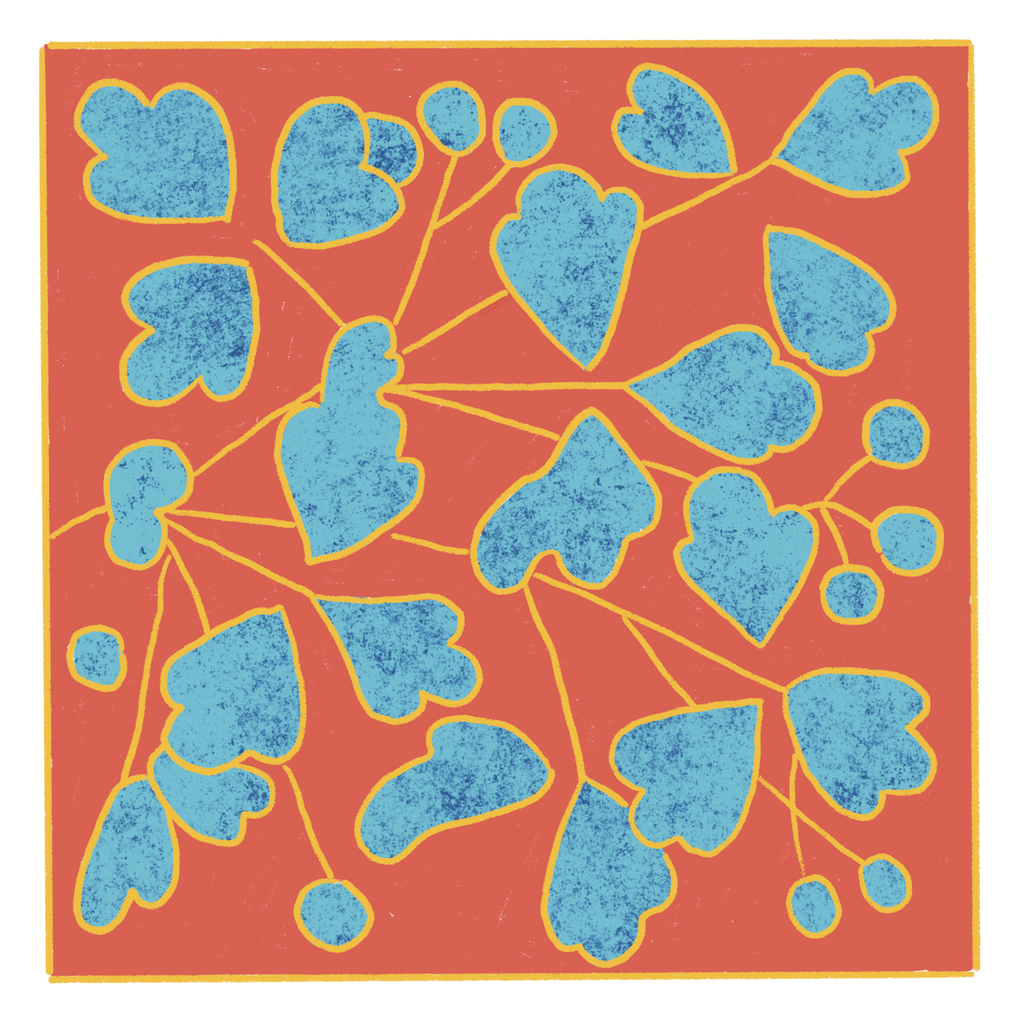 Pink Ceramic Tile with Blue Botanical Design – Decorative Art Piece