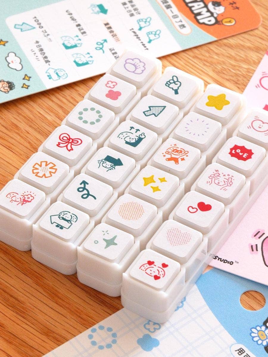 Mini 6 in 1 stamps - Flower - Portable size
