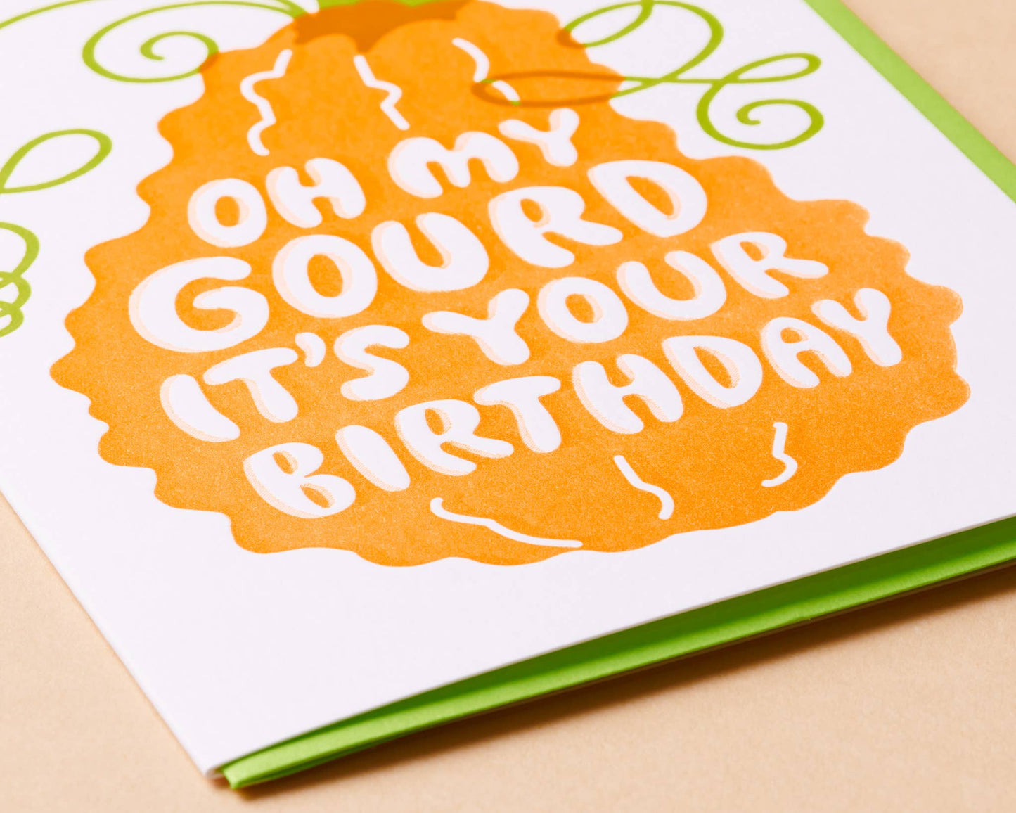 Gourd Birthday Letterpress Greeting Card - fall, halloween- Made in USA