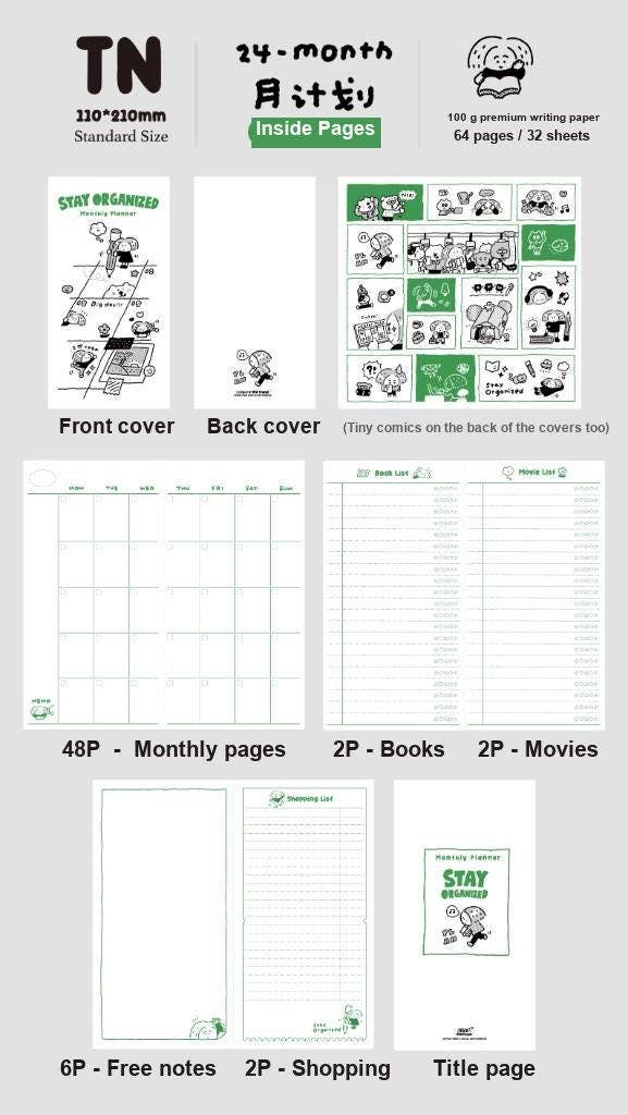 Traveler's Notebook Refill Daily, Weekly, Monthly Planner | Functional TN Insert | RiN! Studio